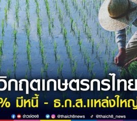 วิกฤตหนัก! เกษตรกรไทย 90% มีหนี้ -ธ.ก.ส. เจ้าหนี้เเหล่งใหญ่สุด